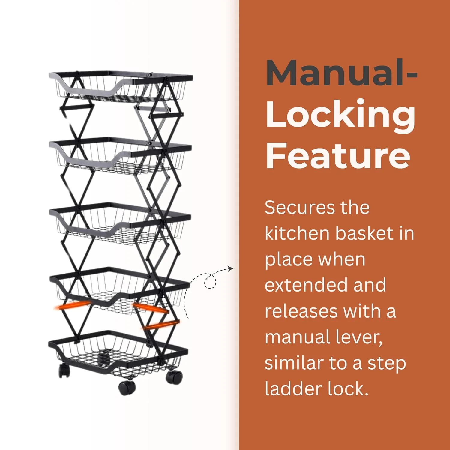 Multi-Layer Foldable Rolling Vegetable & Fruit Rack (95cm) - Image 3