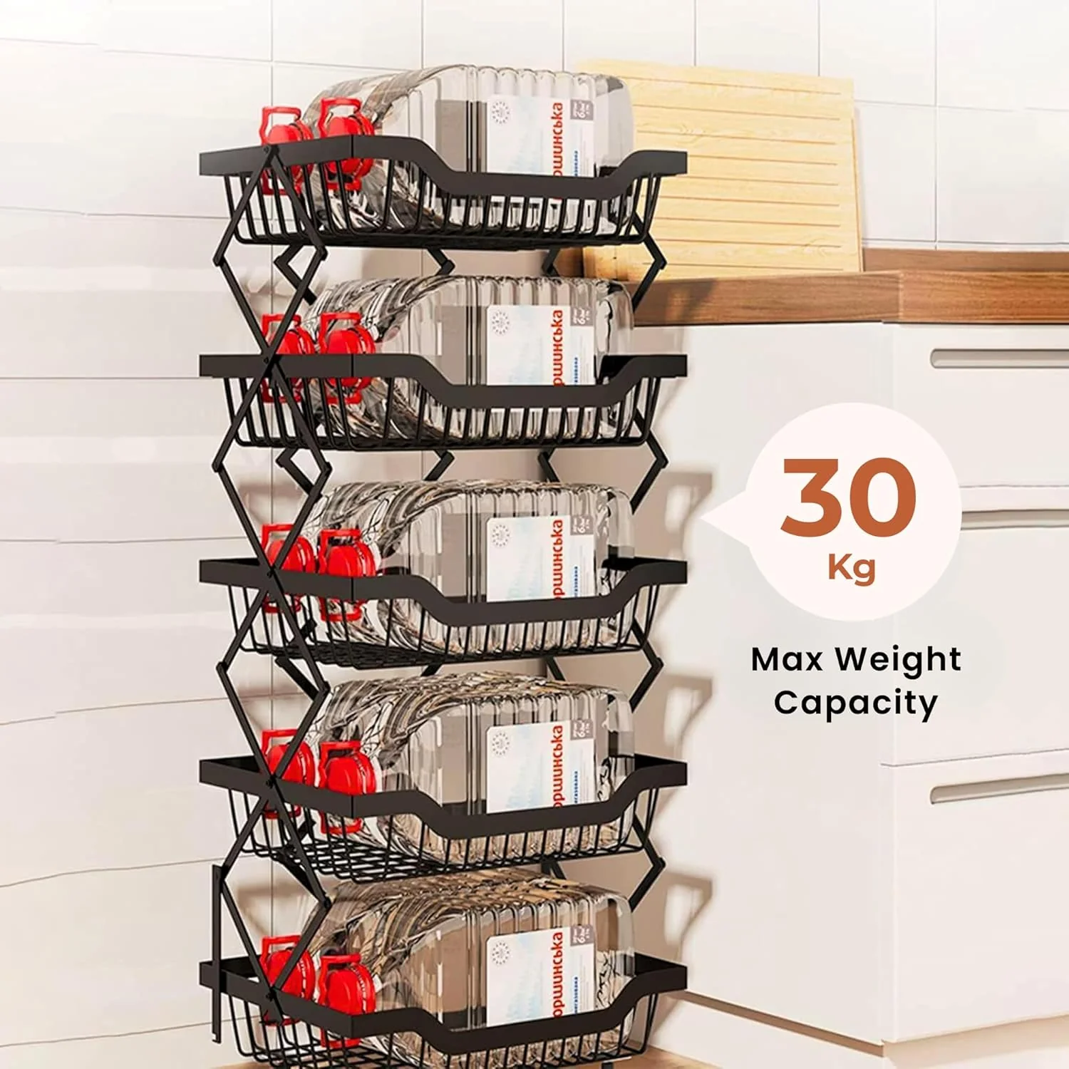 Multi-Layer Foldable Rolling Vegetable & Fruit Rack (95cm) - Image 8