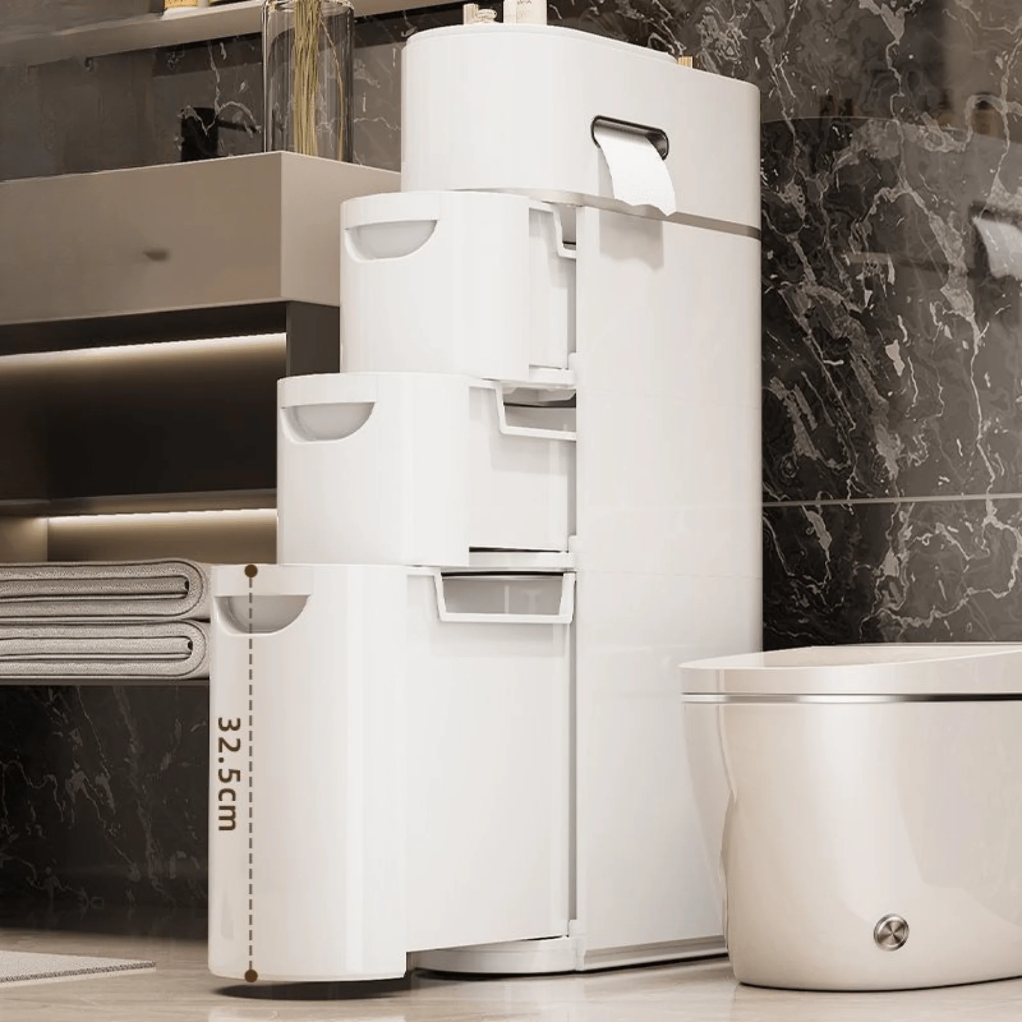 Multi-Layer Narrow Plastic Storage Cabinet with drawers - Image 2