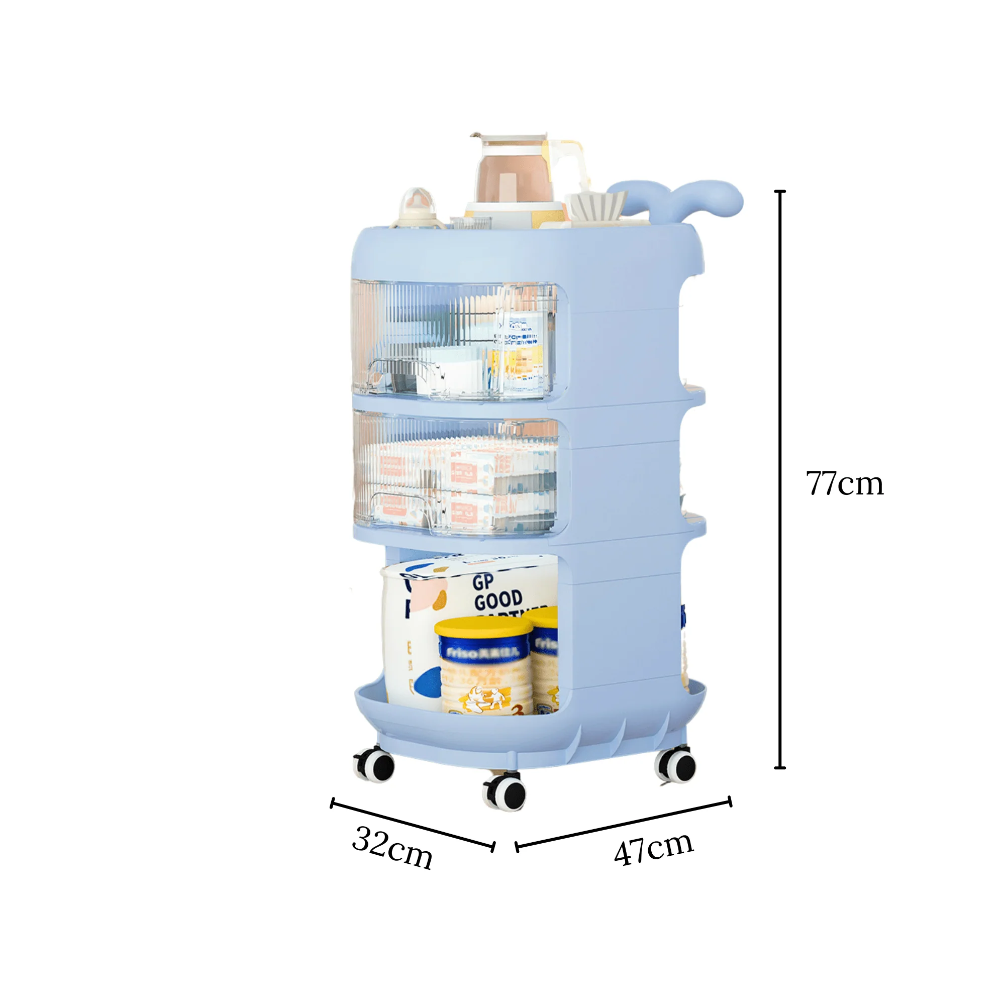 Multi-Layer Plastic Floor Storage Rack with Wheels (32cm) - Image 6