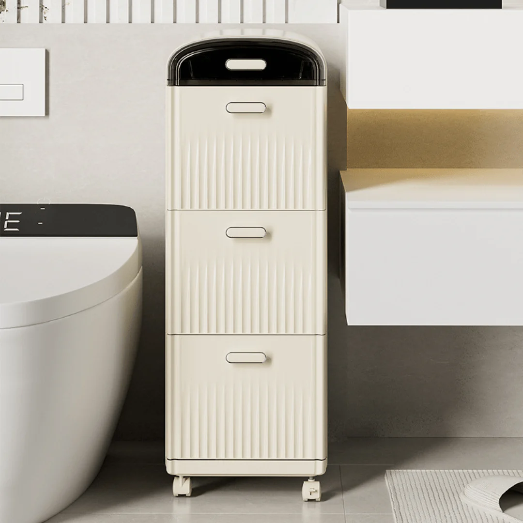 Multi-Layer Plastic Storage Cabinet with Drawers & Wheels - Image 2