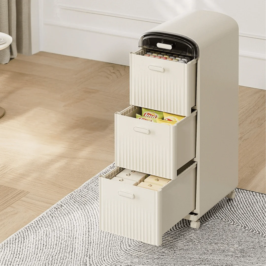 Multi-Layer Plastic Storage Cabinet with Drawers & Wheels - Image 3