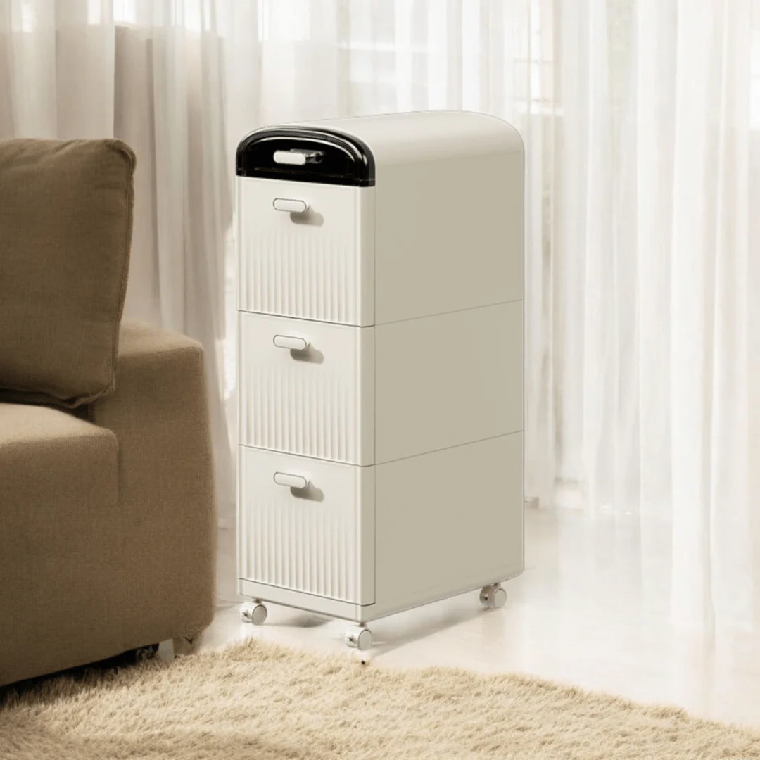 Multi-Layer Plastic Storage Cabinet with Drawers & Wheels - Image 4