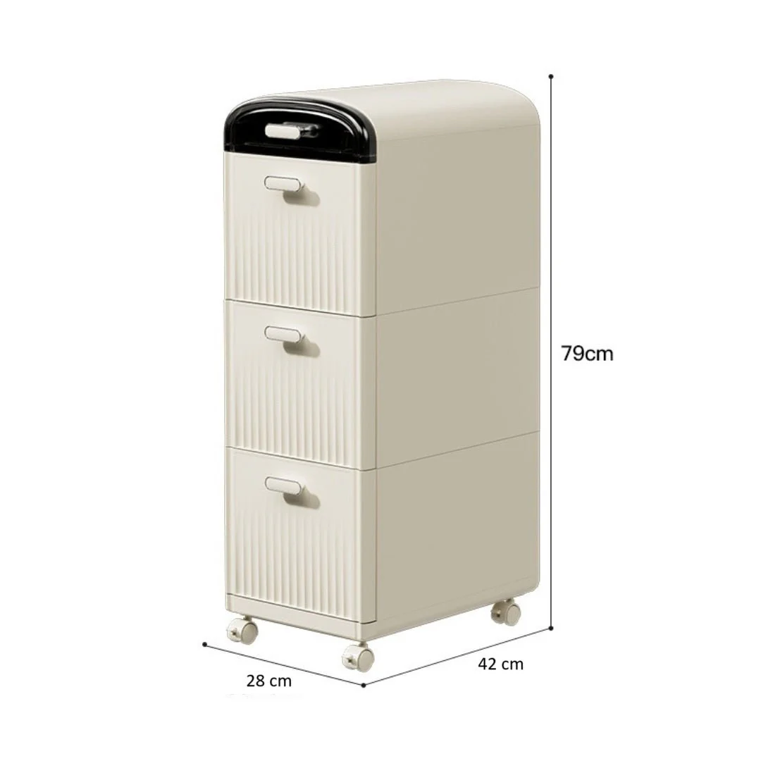 Multi-Layer Plastic Storage Cabinet with Drawers & Wheels - Image 5