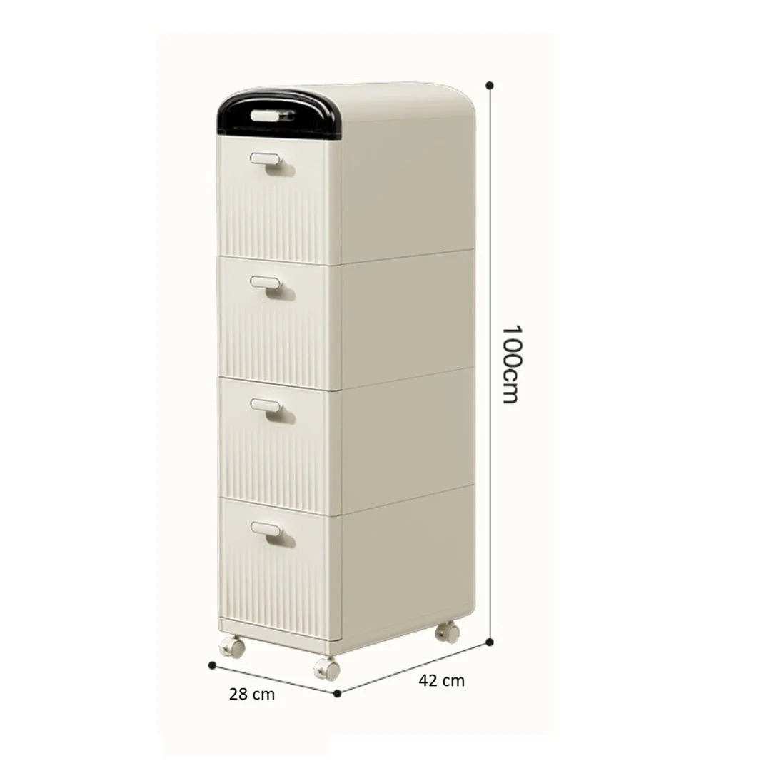 Multi-Layer Plastic Storage Cabinet with Drawers & Wheels - Image 6