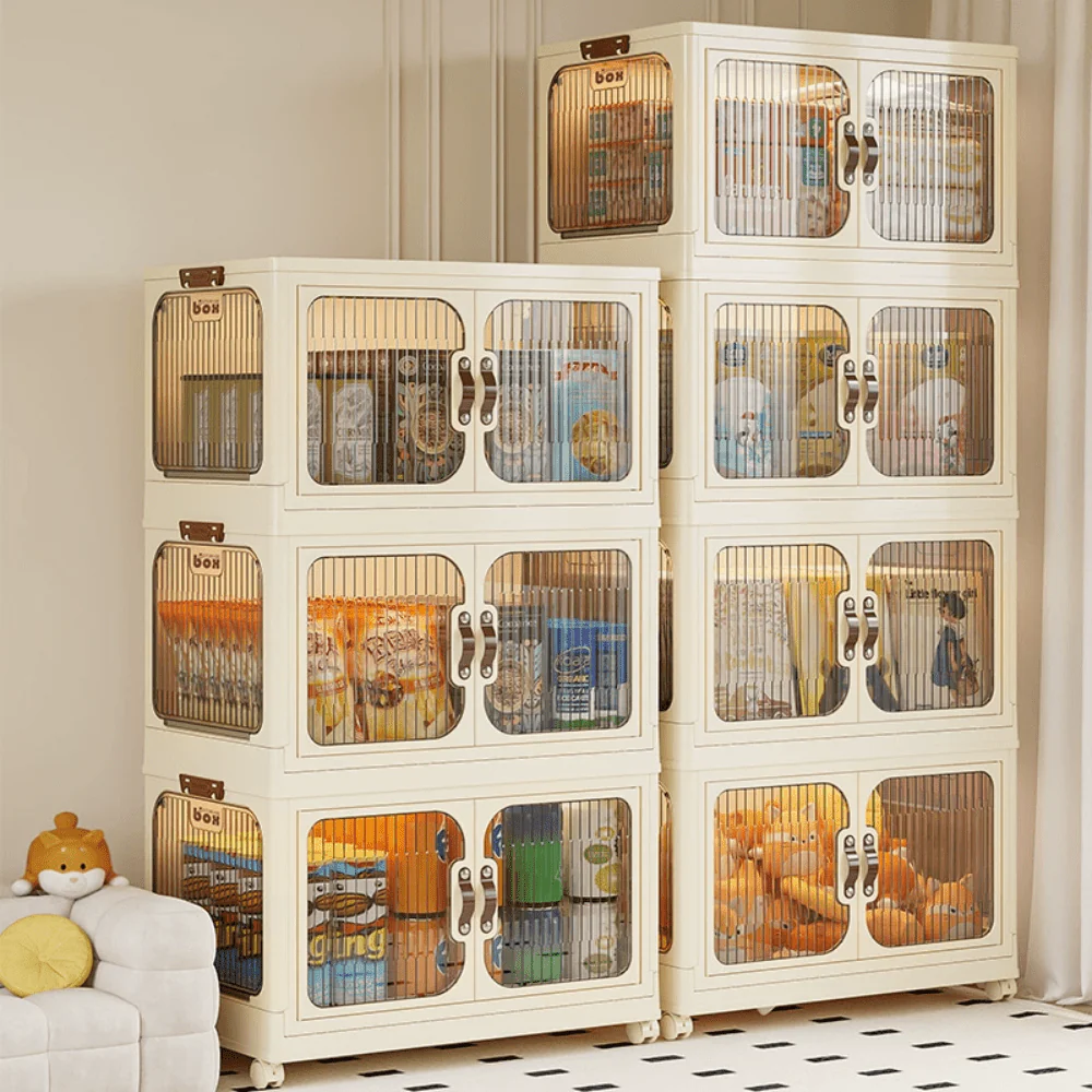 Multi-Layer Plastic Storage Cabinet with Lid & Wheels - Image 10