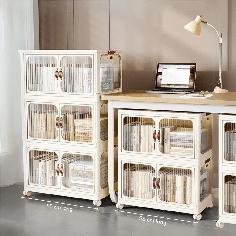 Multi-Layer Plastic Storage Cabinet with Lid & Wheels - Image 14