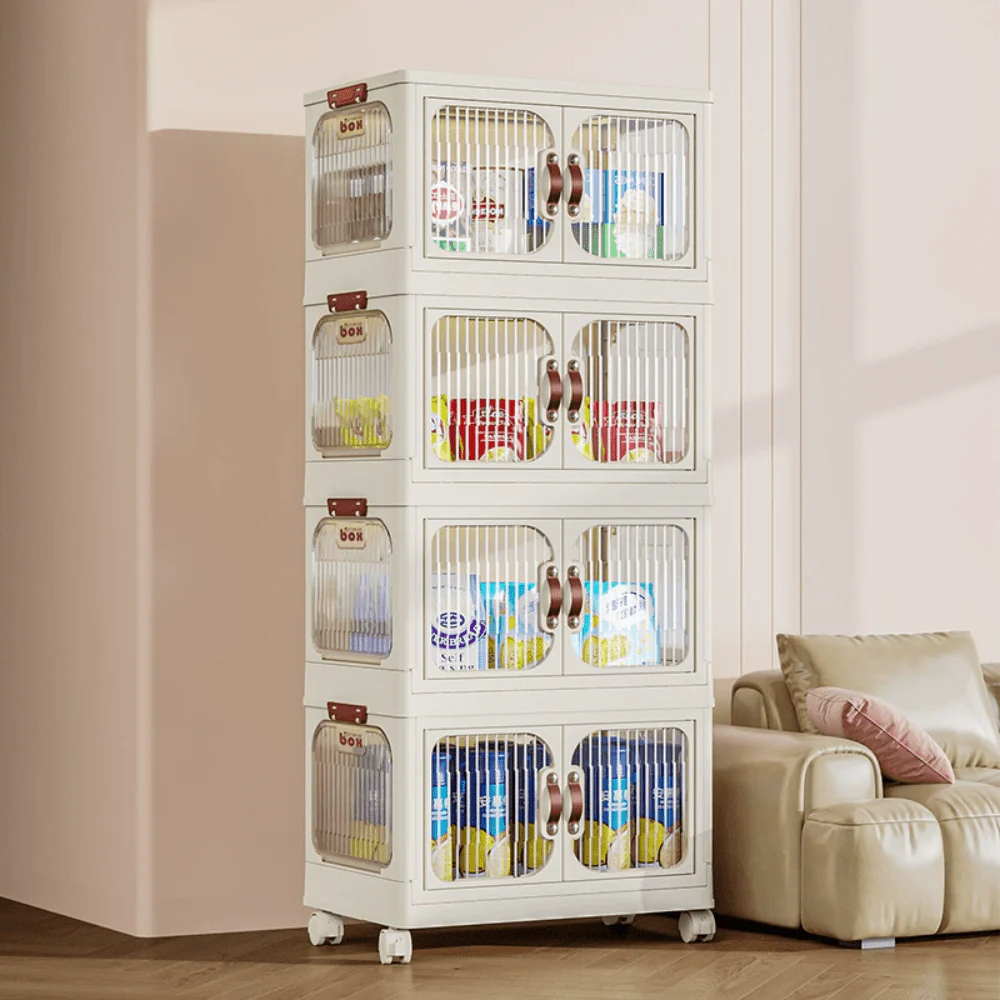 Multi-Layer Plastic Storage Cabinet with Lid & Wheels - Image 18