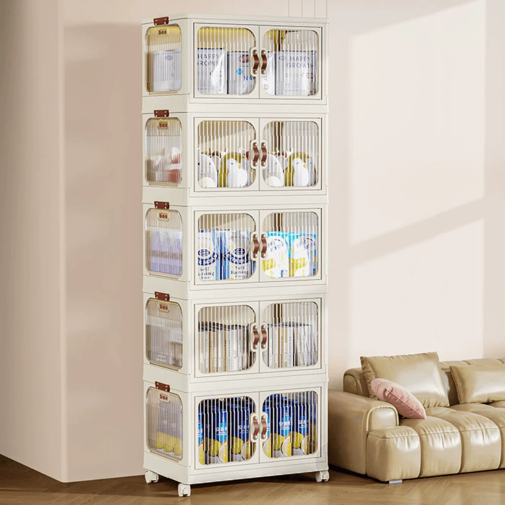 Multi-Layer Plastic Storage Cabinet with Lid & Wheels - Image 19