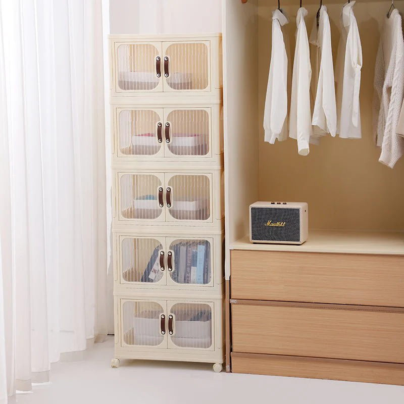 Multi-Layer Plastic Storage Cabinet with Lid & Wheels - Image 6