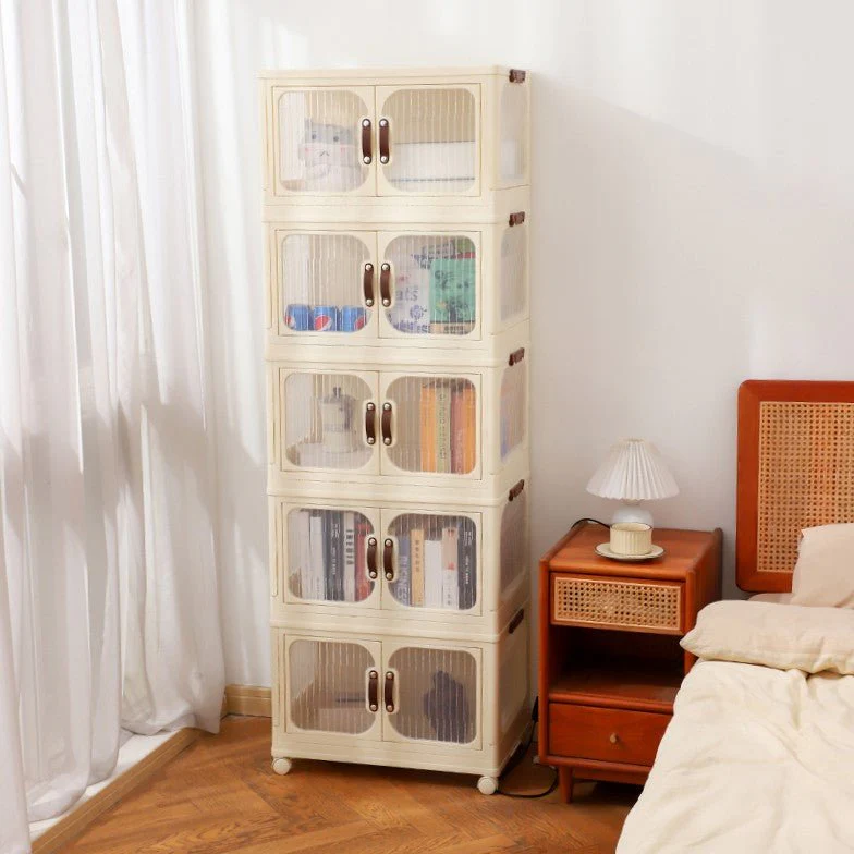Multi-Layer Plastic Storage Cabinet with Lid & Wheels - Image 8