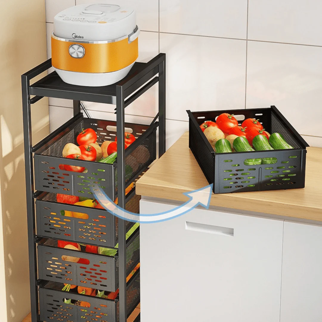 Multi-Layer Rolling Drawer-Style Storage Rack with Detachable Baskets - Image 4
