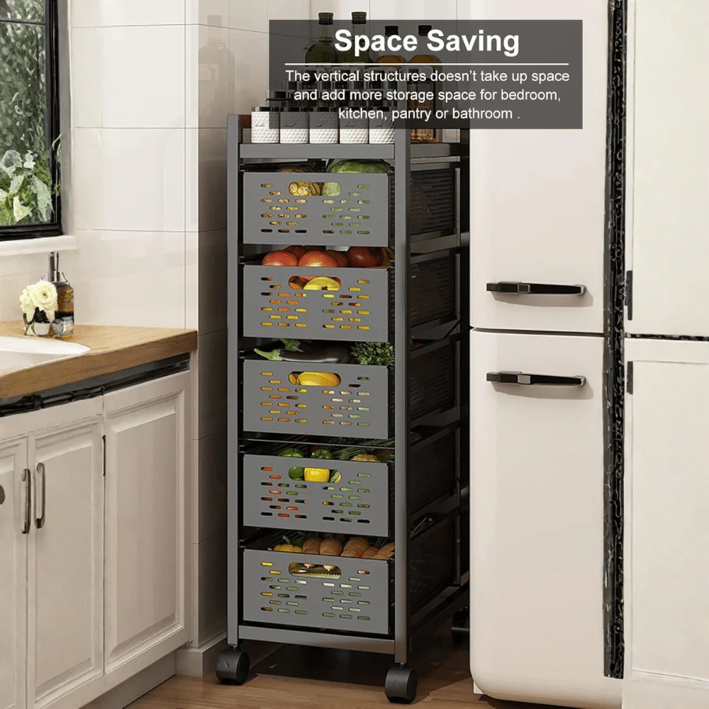 Multi-Layer Rolling Drawer-Style Storage Rack with Detachable Baskets - Image 5