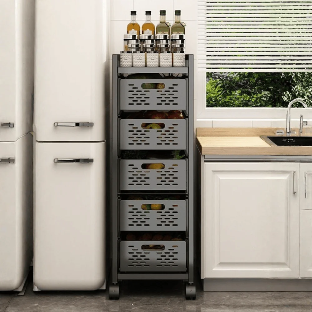 Multi-Layer Rolling Drawer-Style Storage Rack with Detachable Baskets - Image 6