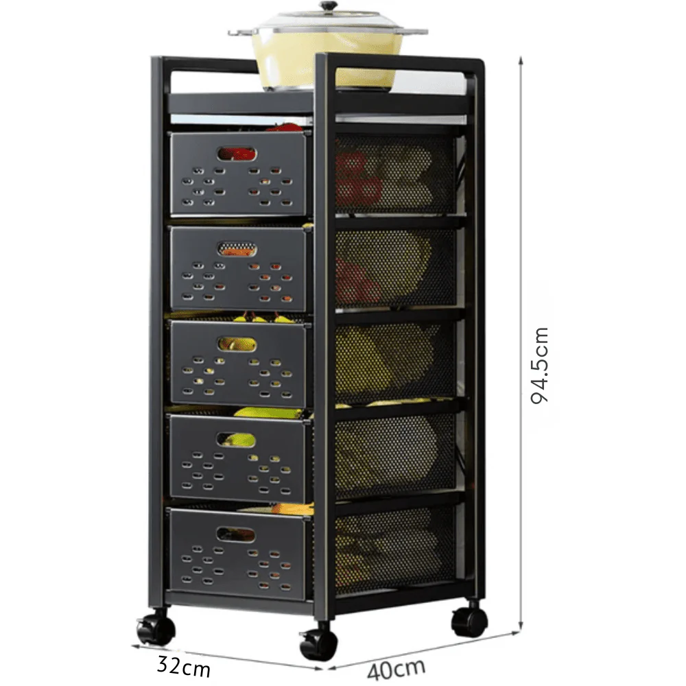 Multi-Layer Rolling Drawer-Style Storage Rack with Detachable Baskets - Image 7