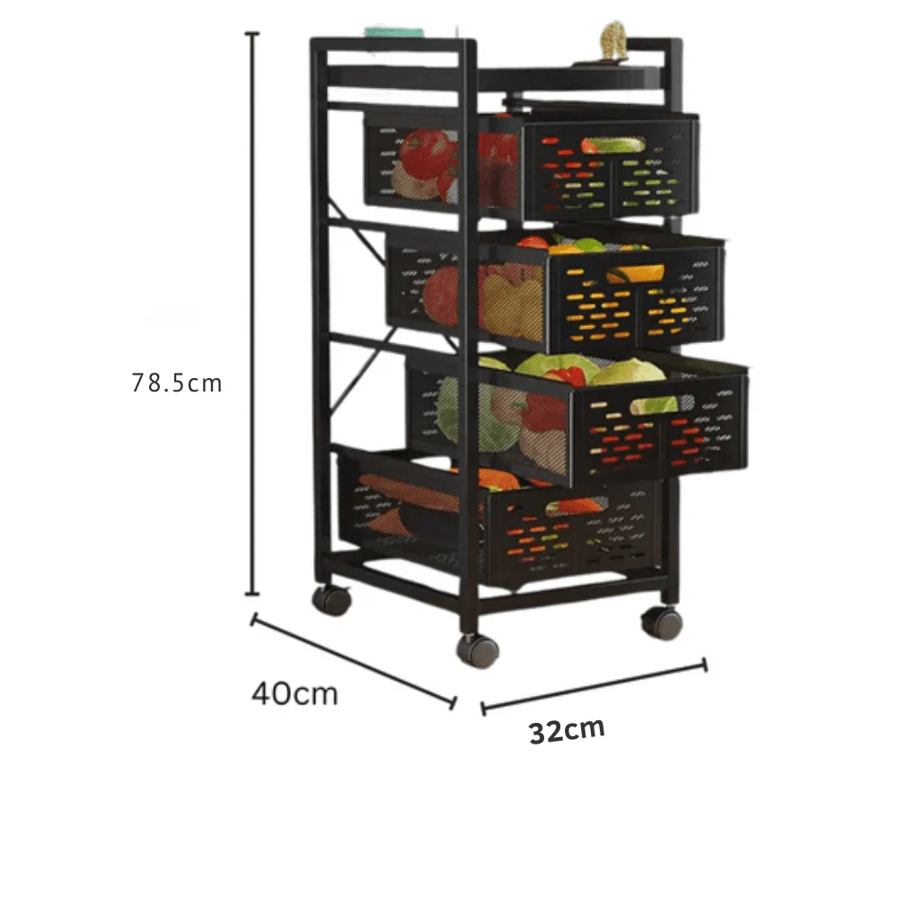 Multi-Layer Rolling Drawer-Style Storage Rack with Detachable Baskets - Image 8
