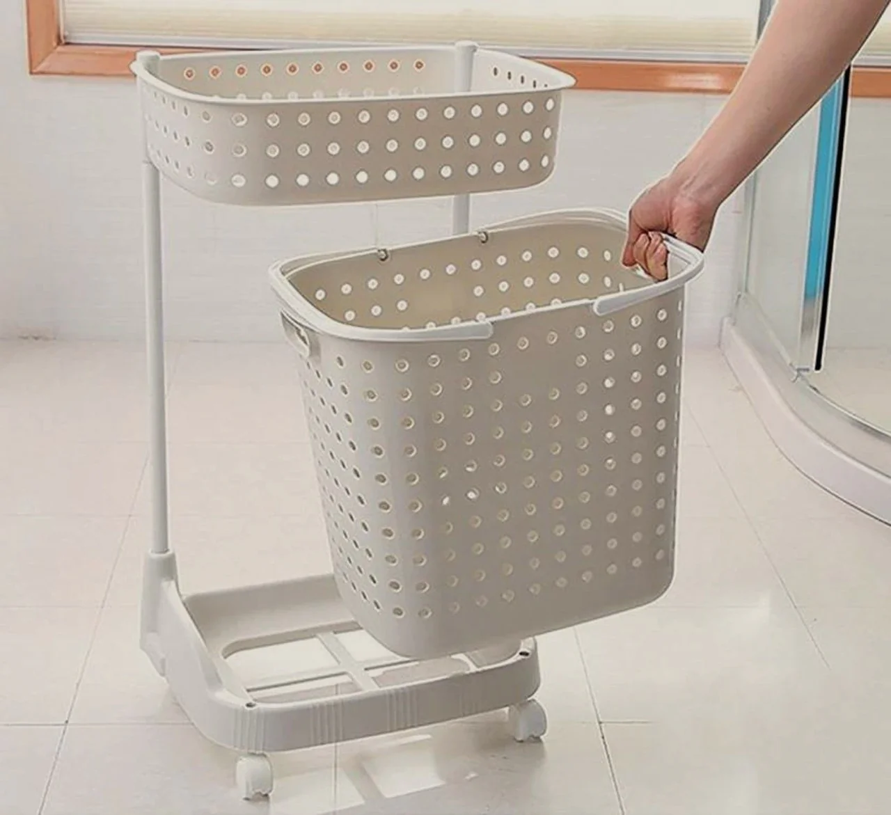 Multi-Layer Rolling Laundry Storage Rack with Top Shelf - Image 6