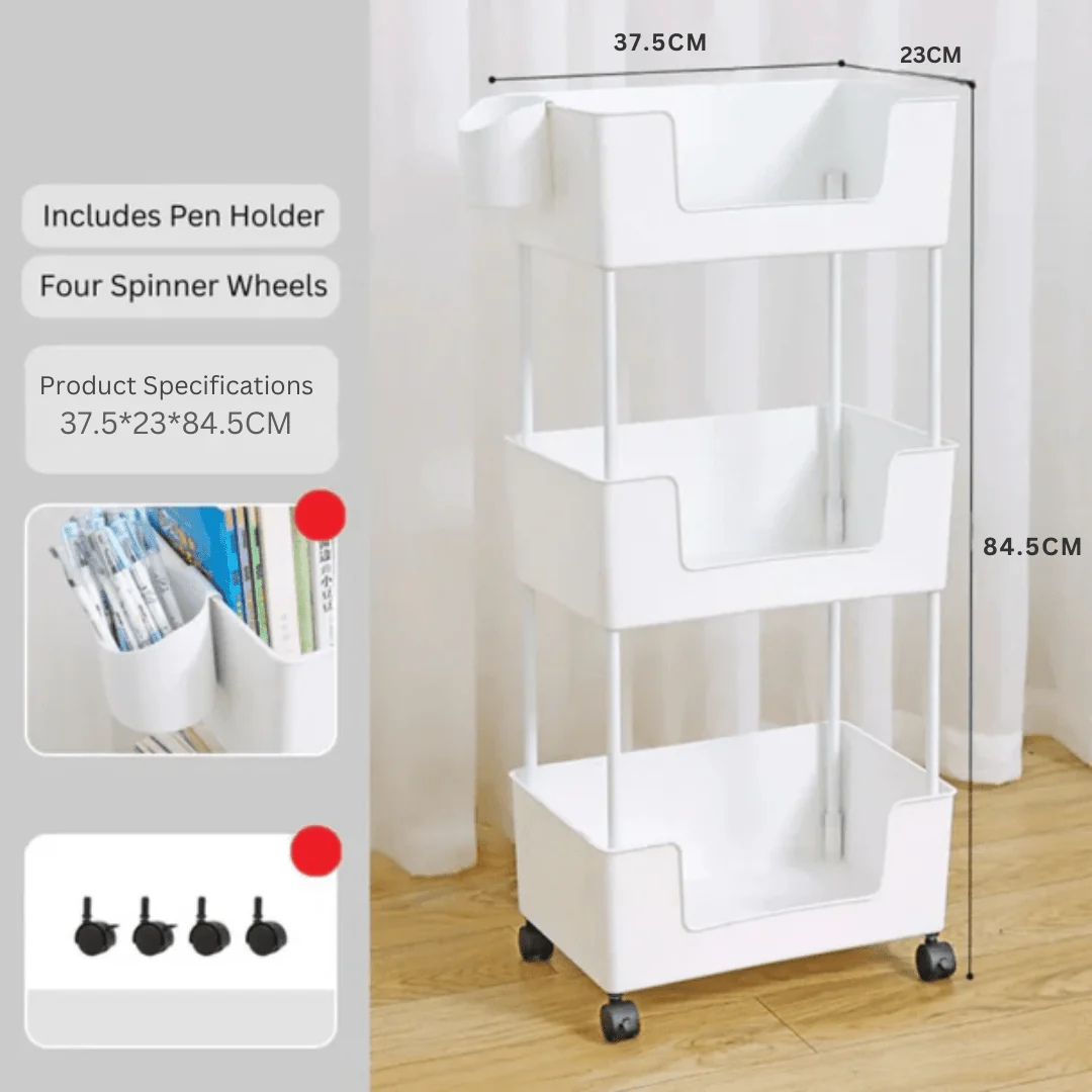 Multi-Layer Rolling Storage Trolley With Rotating Wheels - Image 7