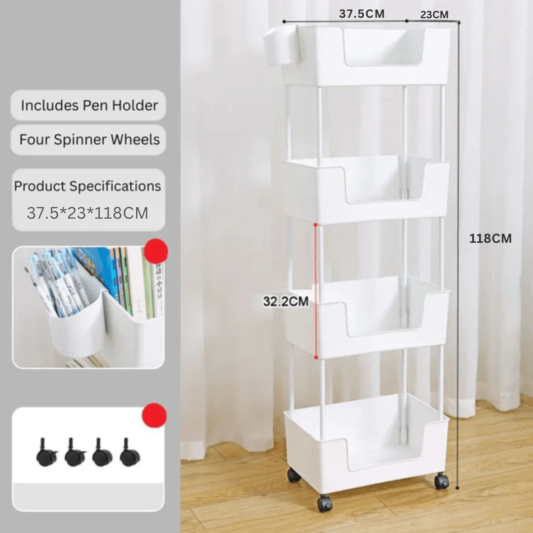 Multi-Layer Rolling Storage Trolley With Rotating Wheels - Image 8