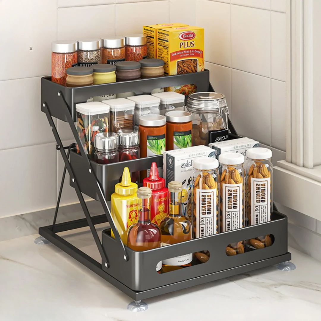 Multi-Layer Seasoning Rack Organizer with Triangular Support - Image 2