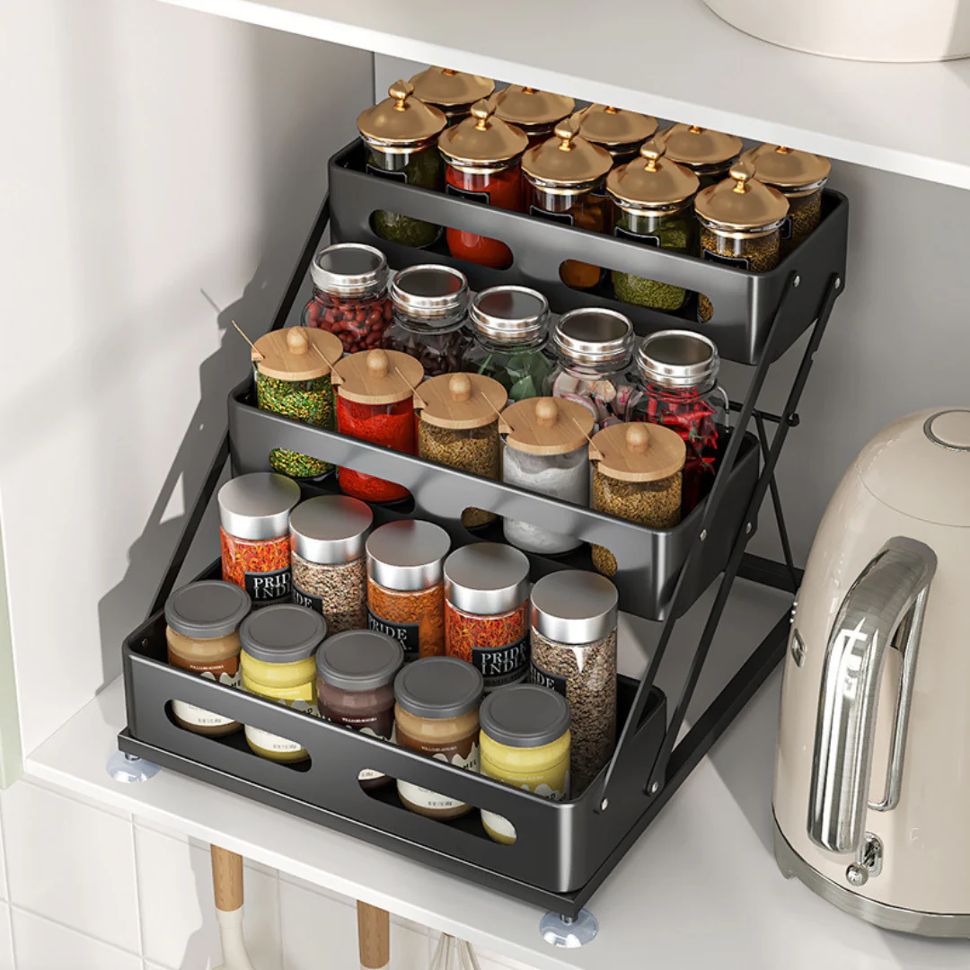 Multi-Layer Seasoning Rack Organizer with Triangular Support - Image 3