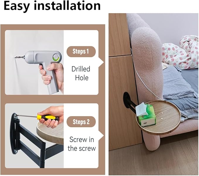 Multi-Purpose 180° Moveable Flip Down Wall Mounted Table (43cm) - Image 4