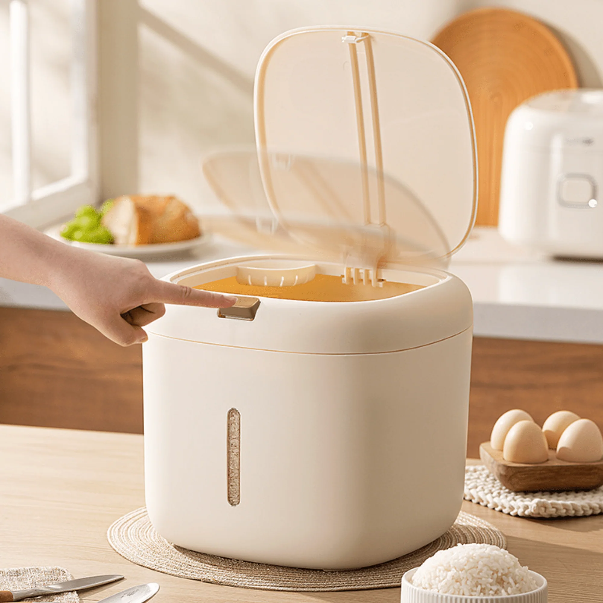 Multi-Purpose Airtight Plastic Rice Storage Container with Double Seal Lid - Image 3