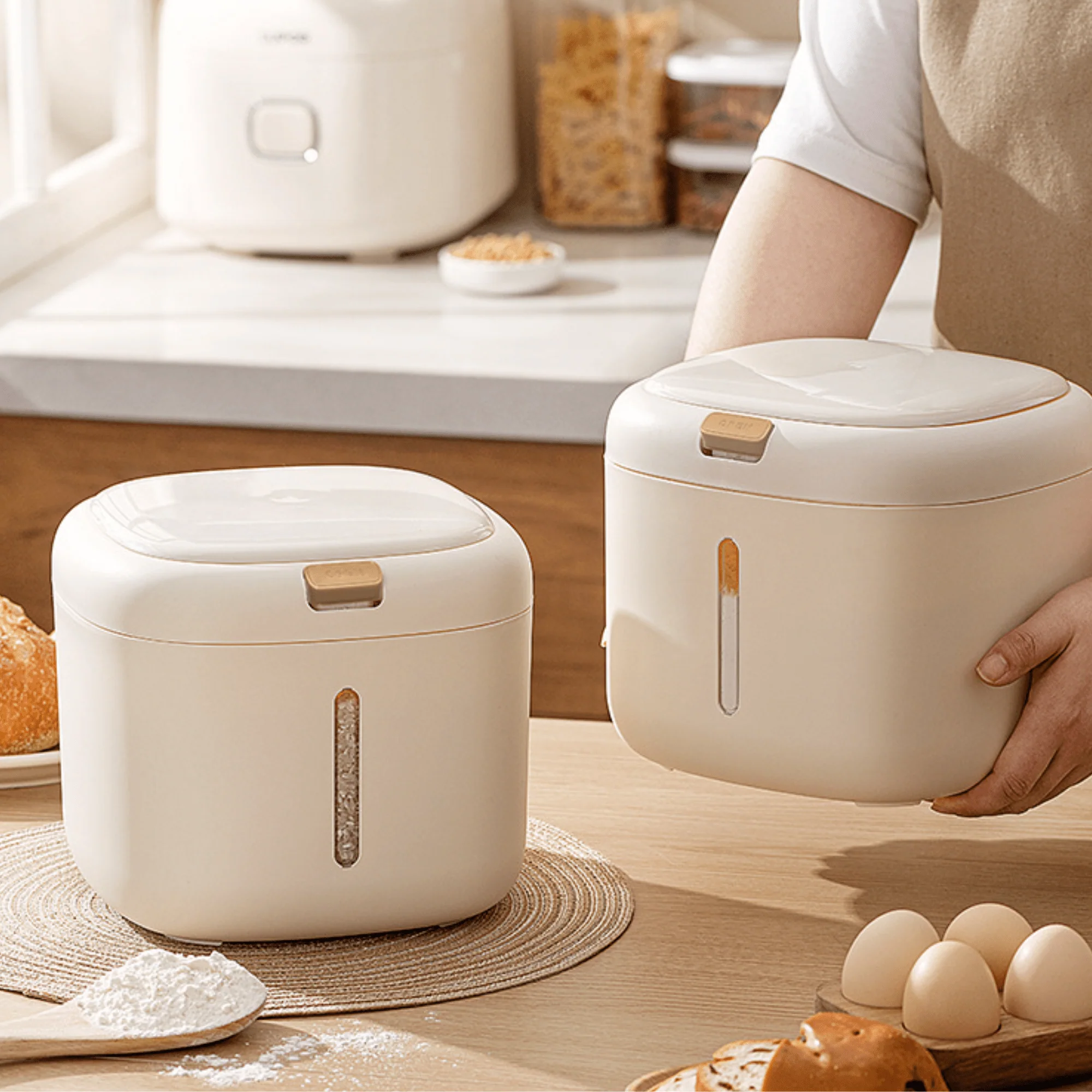 Multi-Purpose Airtight Plastic Rice Storage Container with Double Seal Lid - Image 4