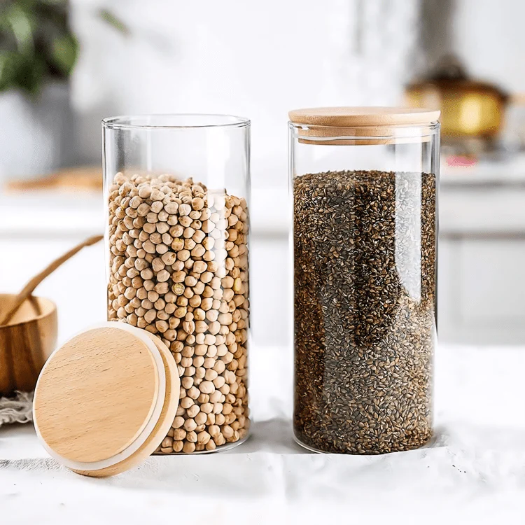 Multi-Purpose Airtight Plastic Transparent Food Storage Jar with Bamboo Lid - Image 4