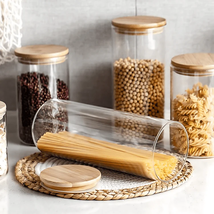 Multi-Purpose Airtight Plastic Transparent Food Storage Jar with Bamboo Lid - Image 5