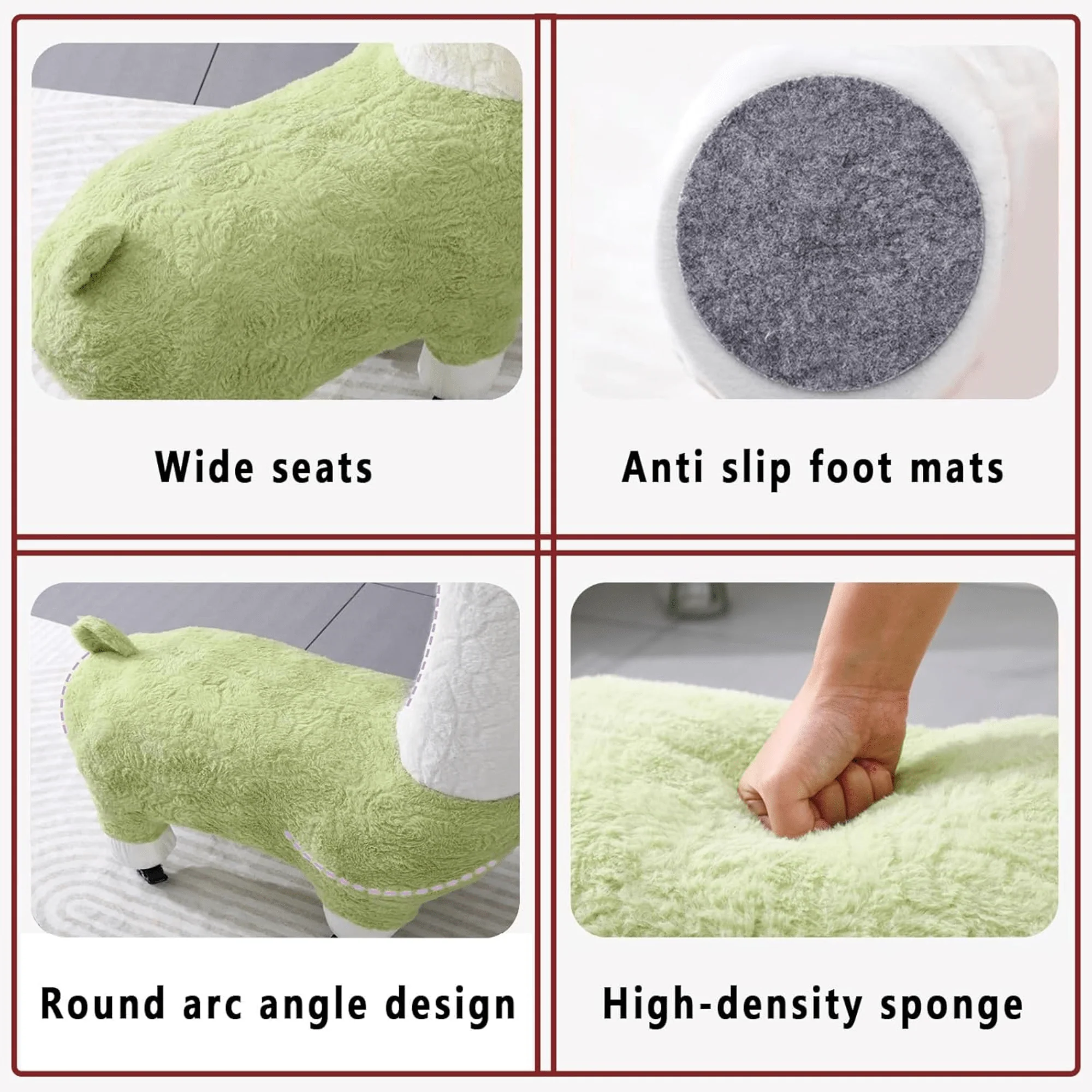 Multi-Purpose Alpaca Fleece Fabric Footstool with Wheels(115cm) - Image 6