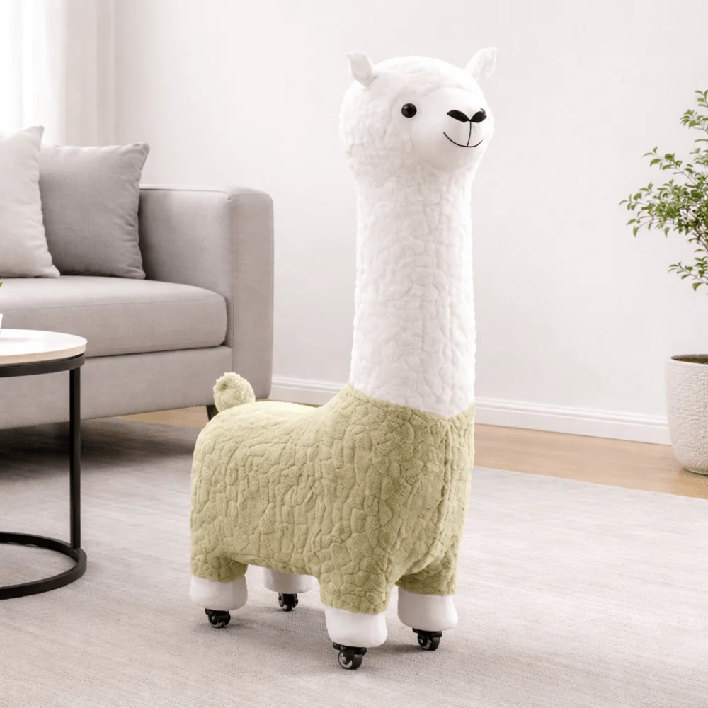 Multi-Purpose Alpaca Fleece Fabric Footstool with Wheels(115cm) - Image 7