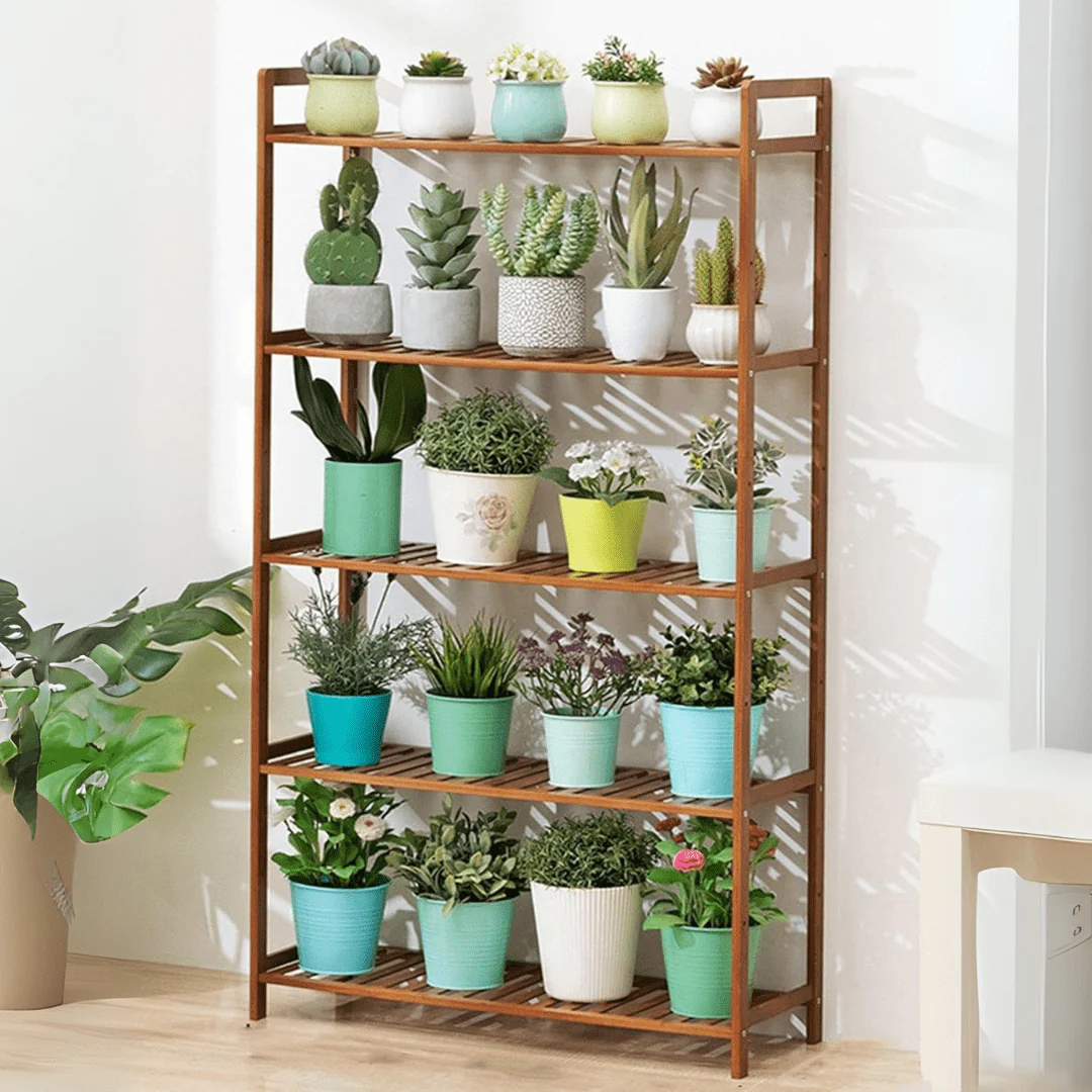 Multi-Purpose Bamboo Wood Floor-Standing Storage Rack (5 Tier-68cm) - Image 3