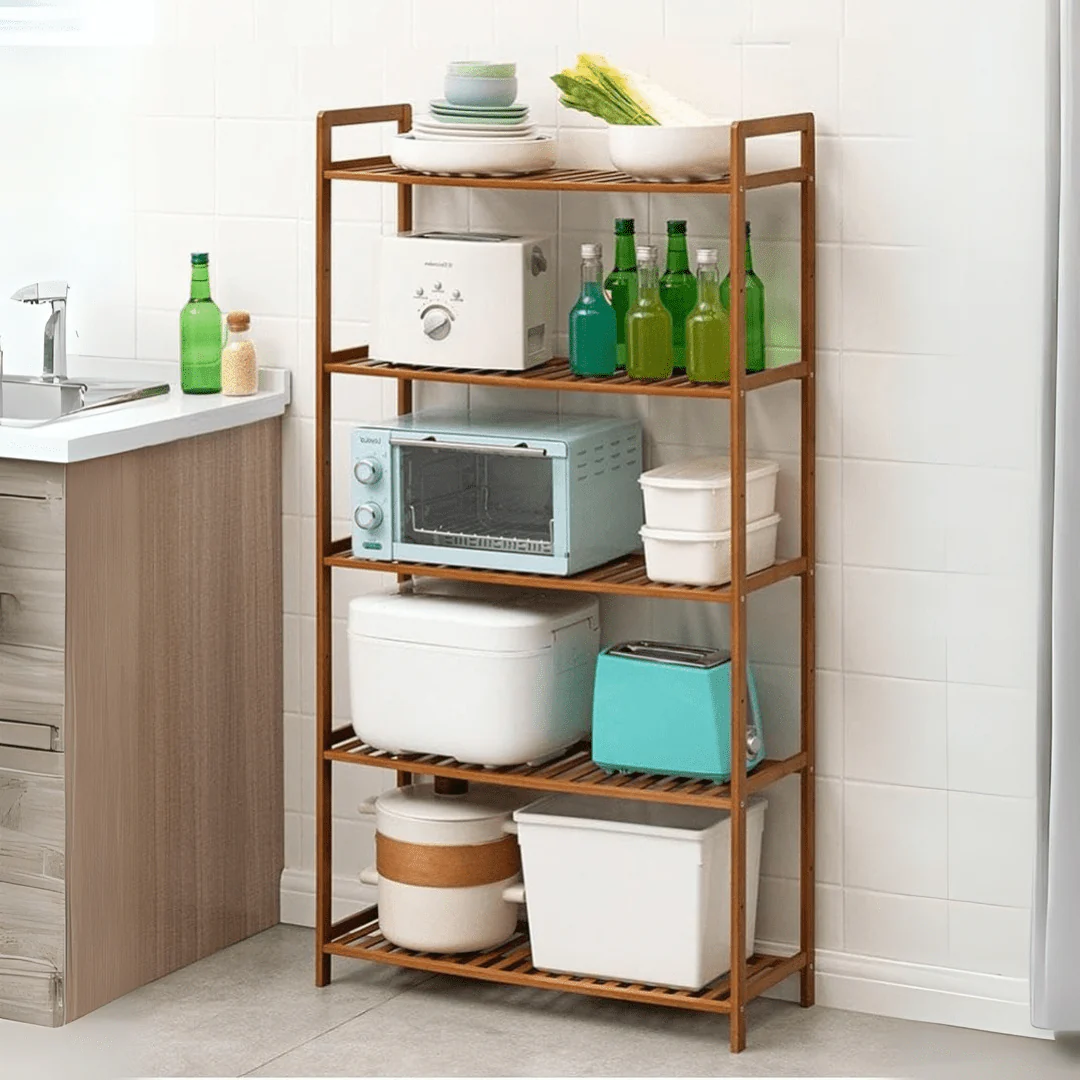 Multi-Purpose Bamboo Wood Floor-Standing Storage Rack (68cm) - Image 7