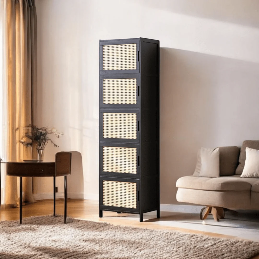 Multi-Purpose Bamboo Wood Storage Cabinet (Black-43cm) - Image 3