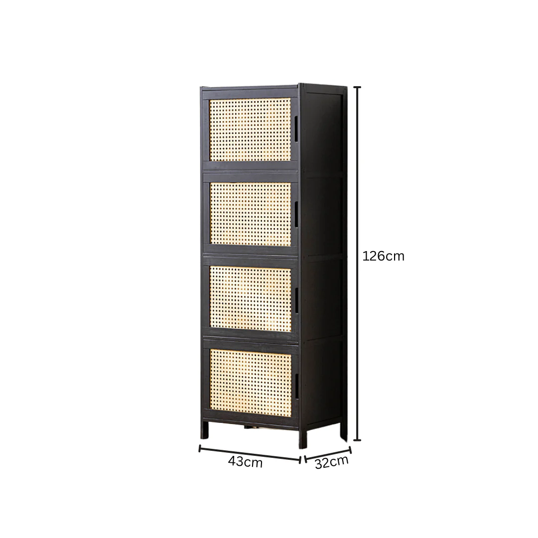 Multi-Purpose Bamboo Wood Storage Cabinet (Black-43cm) - Image 6