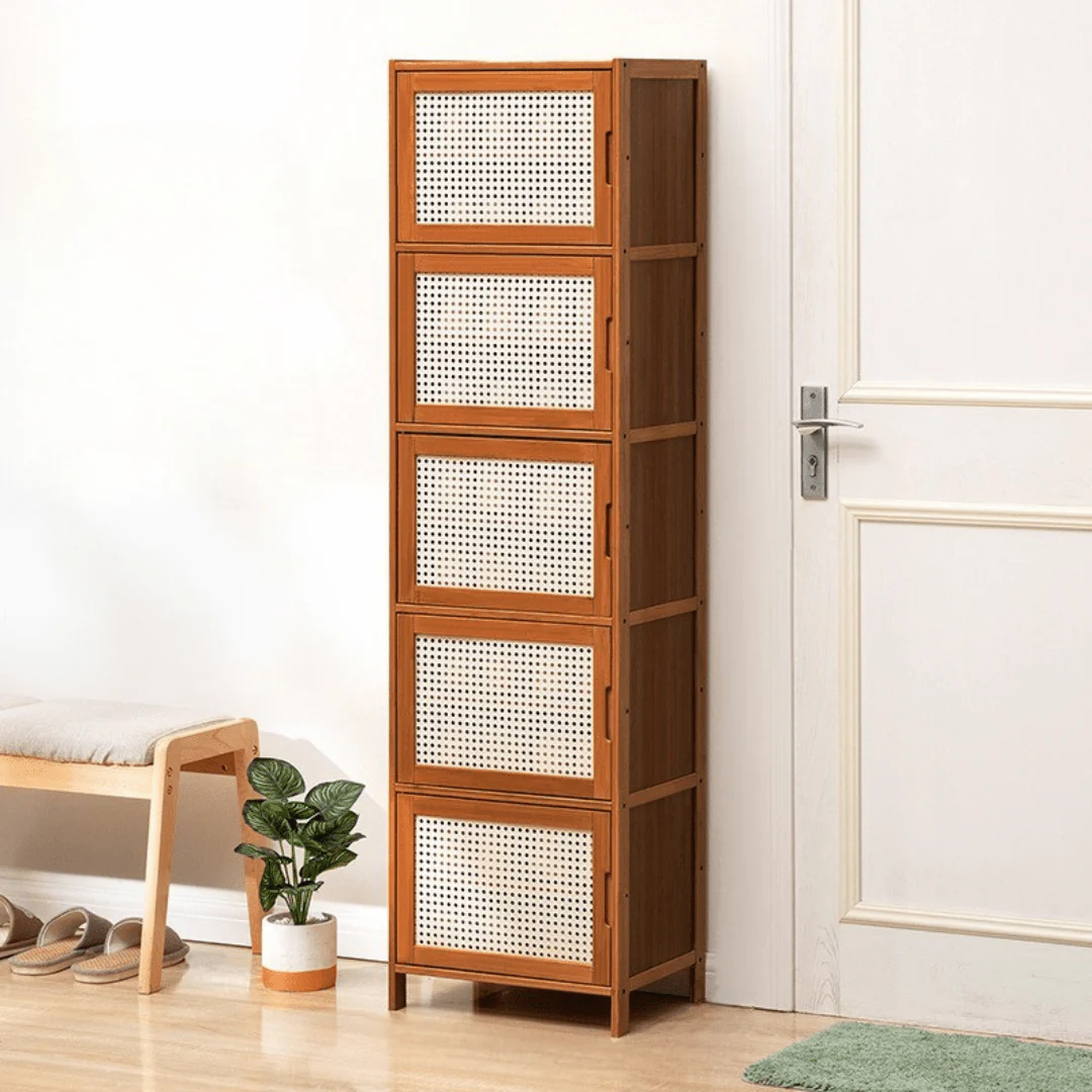 Multi-Purpose Bamboo Wood Storage Cabinet (Brown-43cm) - Image 2