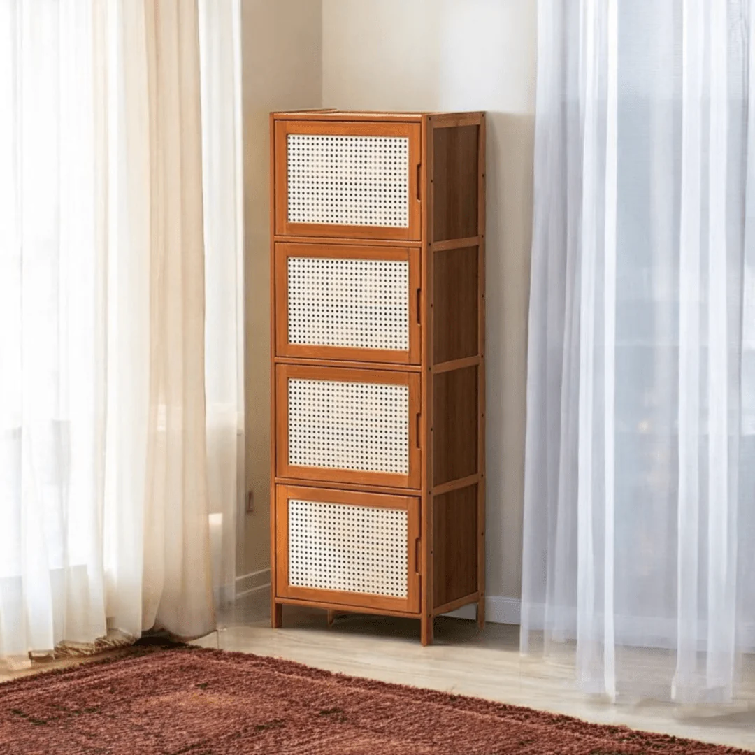 Multi-Purpose Bamboo Wood Storage Cabinet (Brown-43cm) - Image 3