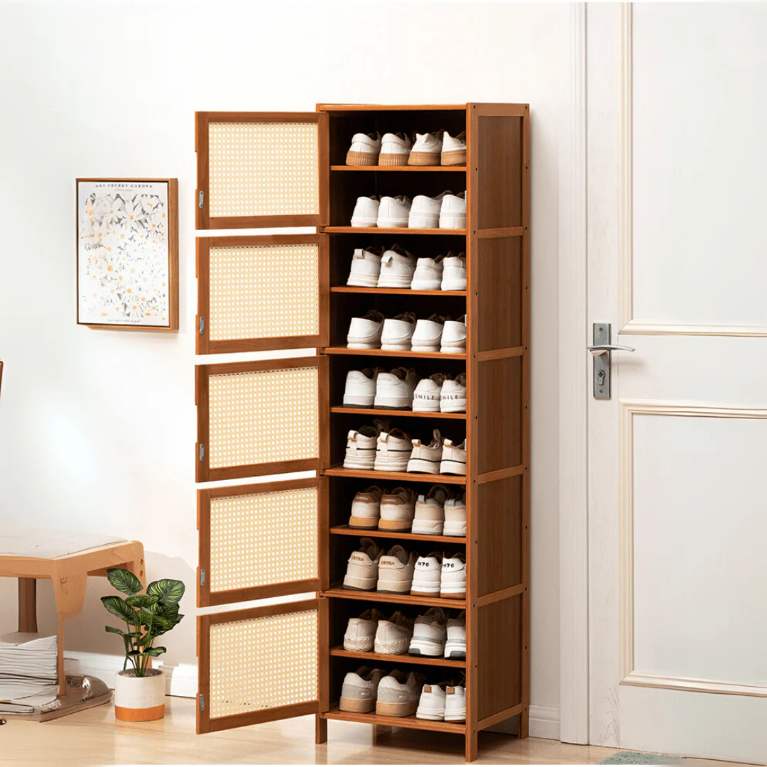 Multi-Purpose Bamboo Wood Storage Cabinet (Brown-43cm) - Image 4