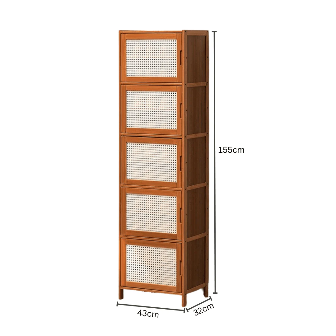 Multi-Purpose Bamboo Wood Storage Cabinet (Brown-43cm) - Image 7