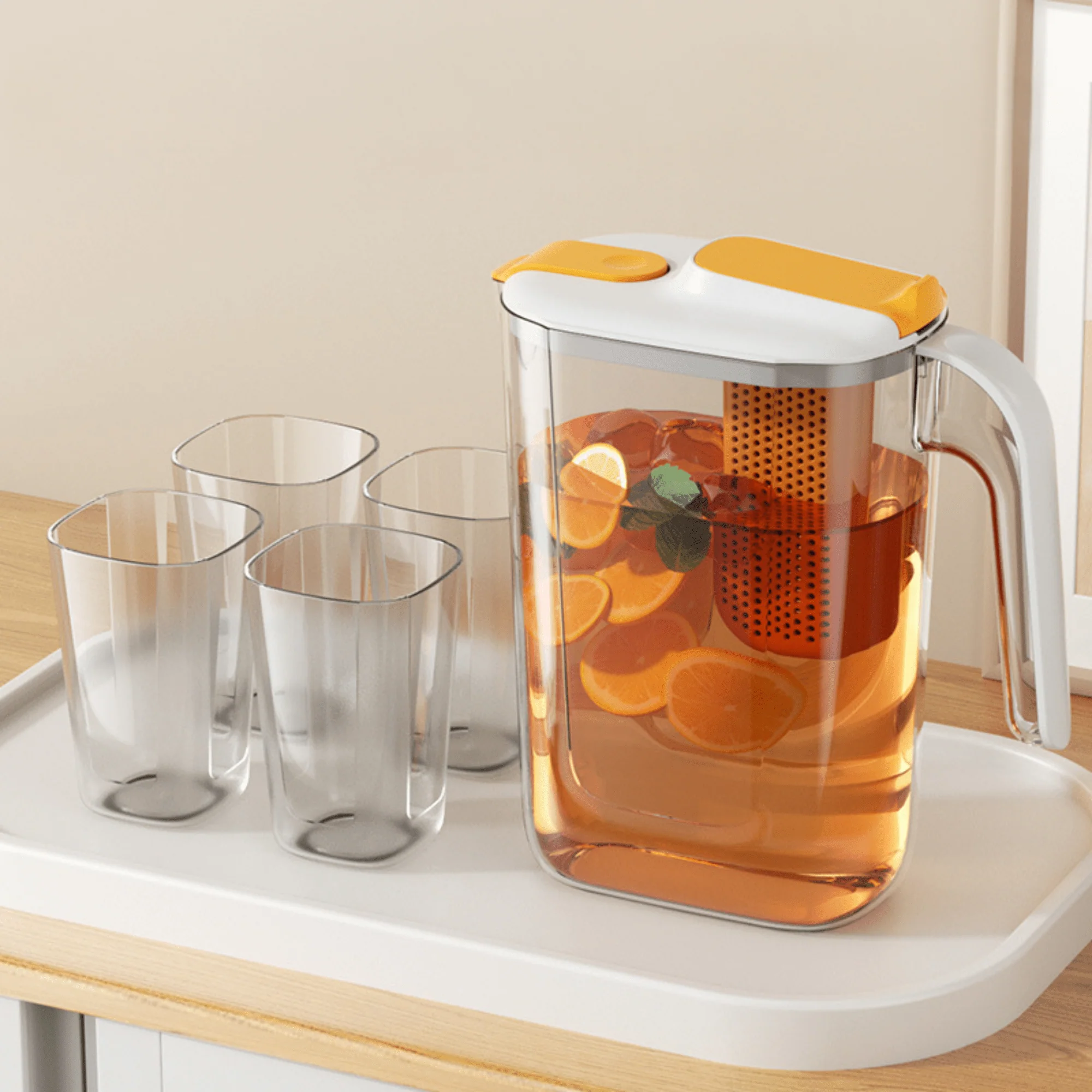 Multi-Purpose Beverages Kettle Jar with Strainer and 4 Cups (2.6L) - Image 3