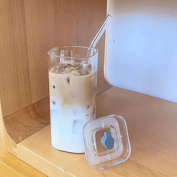 Multi-Purpose Borosilicate Glass Coffee and Juice Cup with Lid(400ml) - Image 2