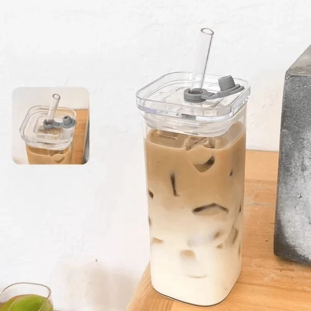Multi-Purpose Borosilicate Glass Coffee and Juice Cup with Lid(400ml) - Image 3