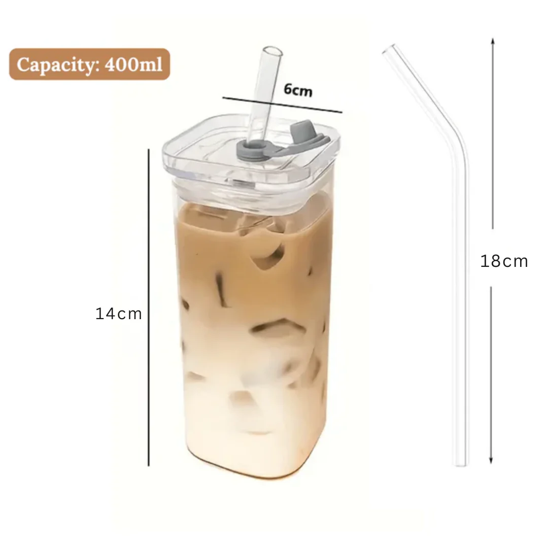 Multi-Purpose Borosilicate Glass Coffee and Juice Cup with Lid(400ml) - Image 9