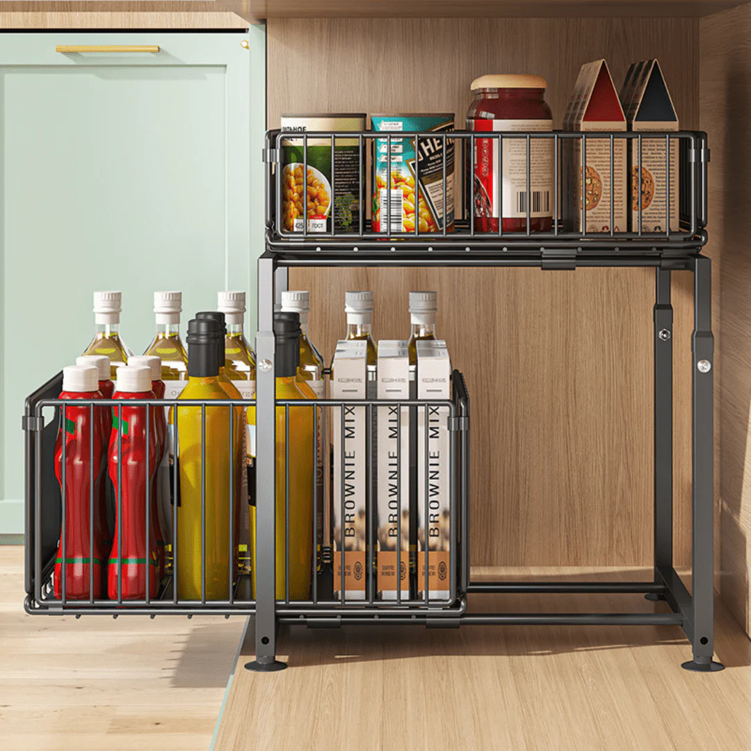 Multi-Purpose Carbon Steel Adjustable Pull-Out Storage Organizer Rack(29cm) - Image 3