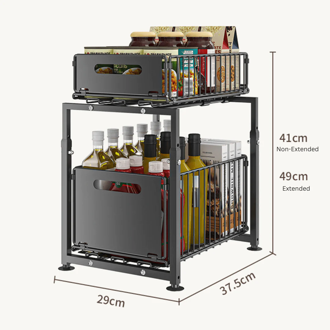 Multi-Purpose Carbon Steel Adjustable Pull-Out Storage Organizer Rack(29cm) - Image 5
