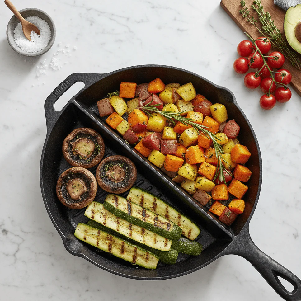 Multi-Purpose Cast Iron Flat & Grooved Cooking Pan(32cm) - Image 2