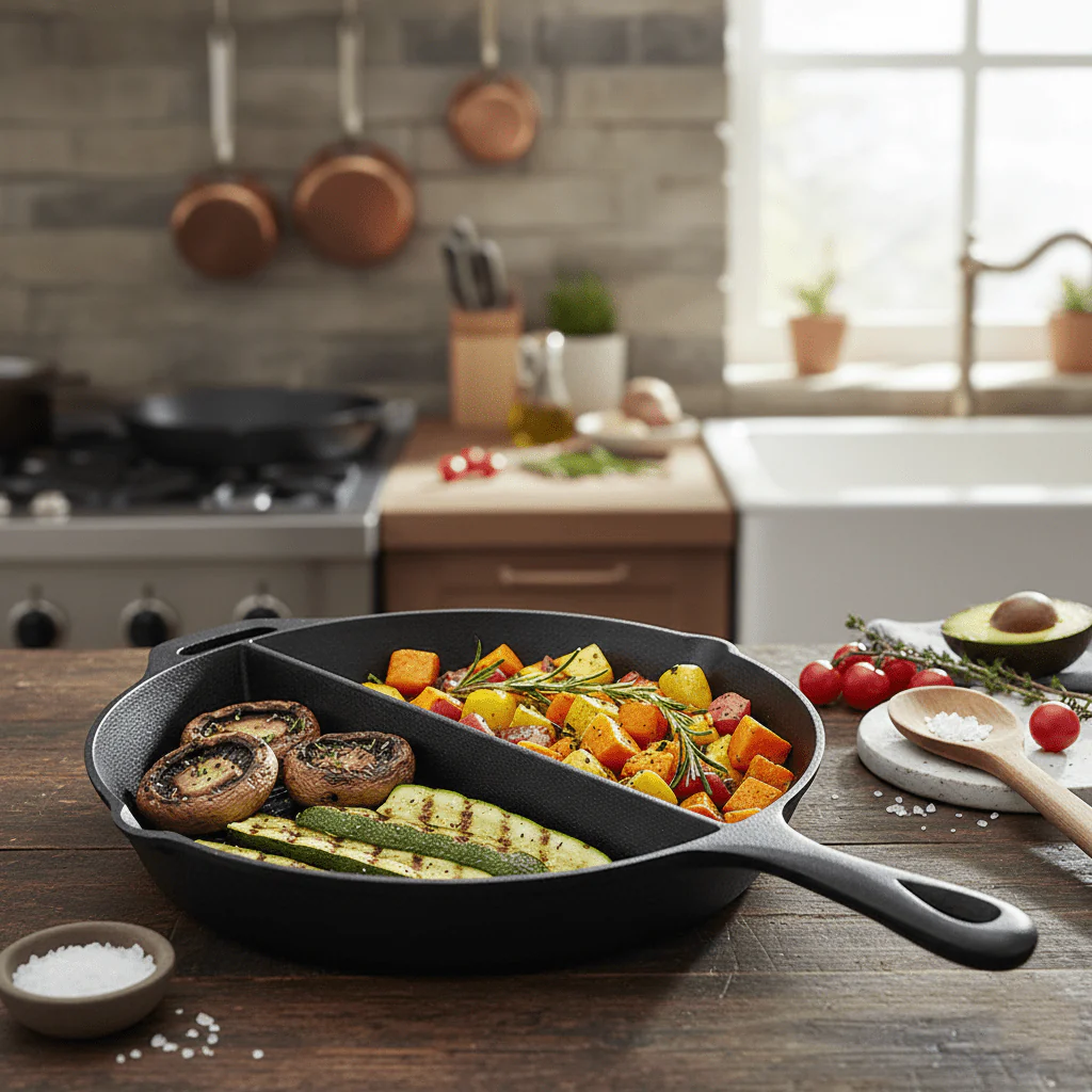 Multi-Purpose Cast Iron Flat & Grooved Cooking Pan(32cm) - Image 4