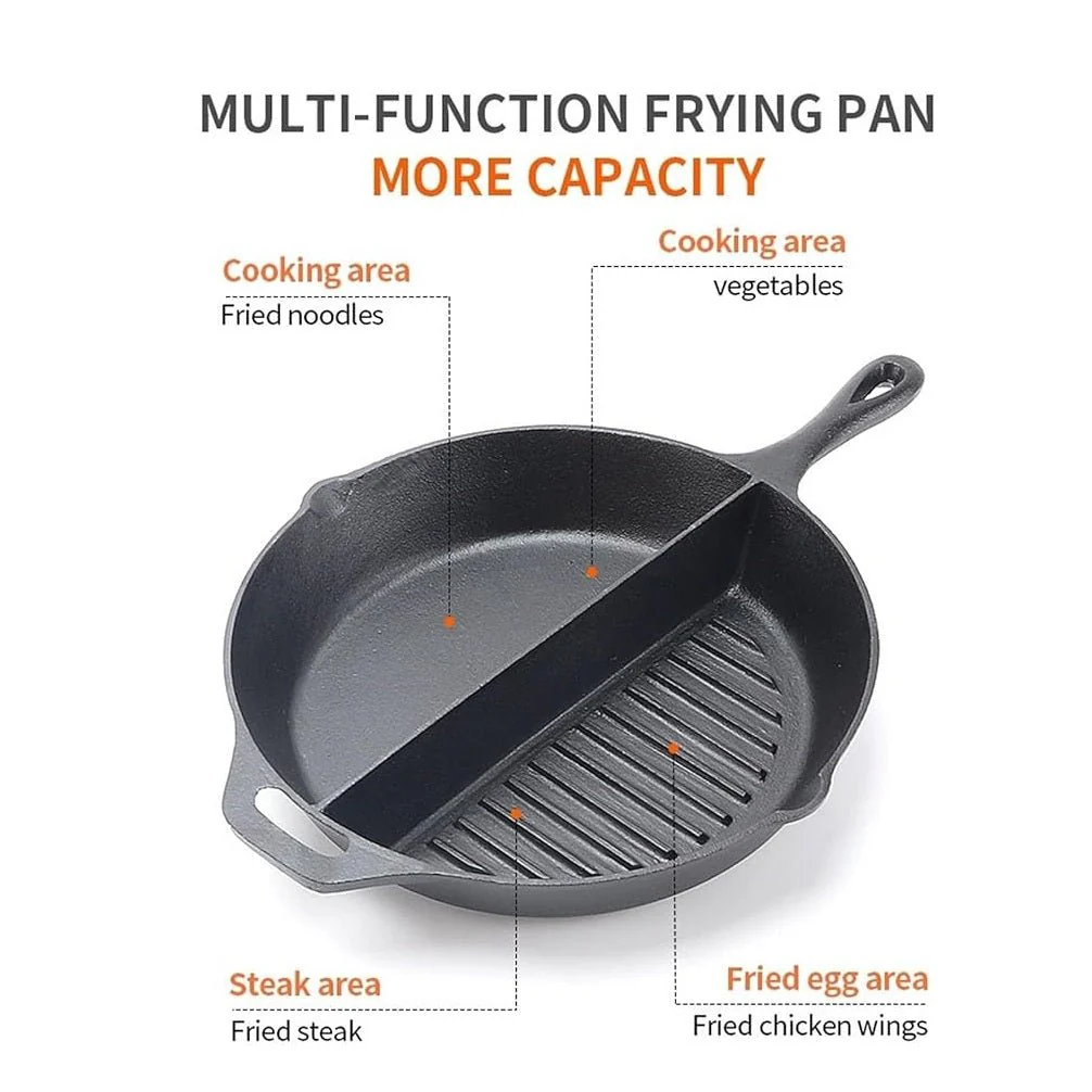Multi-Purpose Cast Iron Flat & Grooved Cooking Pan(32cm) - Image 9