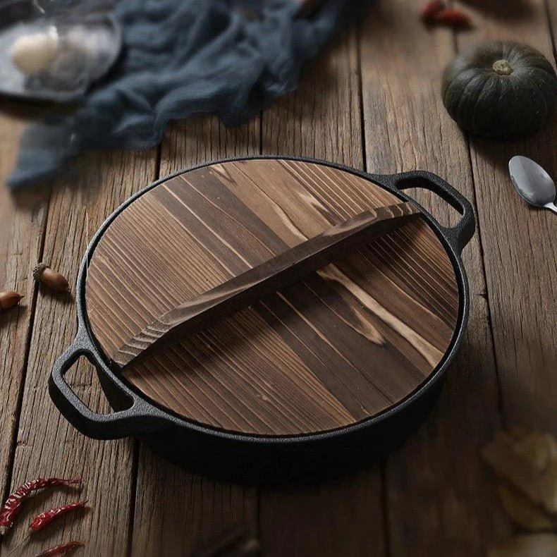 Multi-Purpose Cast Iron Skillet with Lid and Ear Handles (25cm) - Image 10